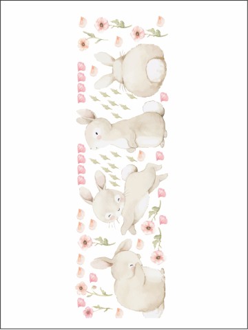 Sevimli Tavşan Dostlar Çocuk Odası Duvar Sticker